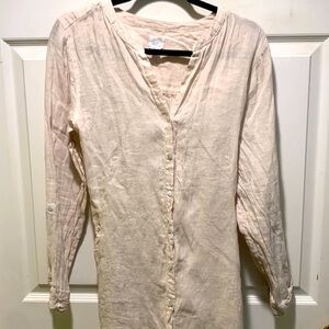 Casual Cream-colored Button-up Blouse Sigrid Olsen Women’s L